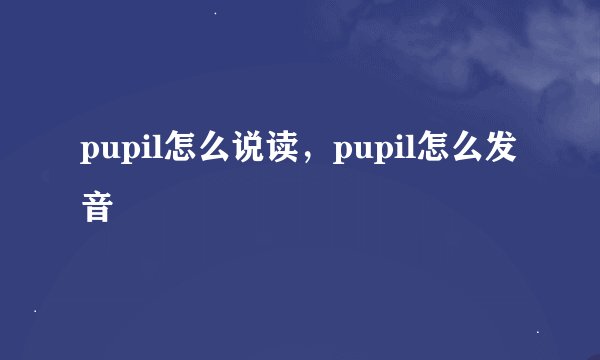 pupil怎么说读，pupil怎么发音