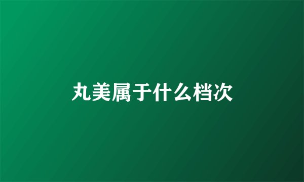 丸美属于什么档次