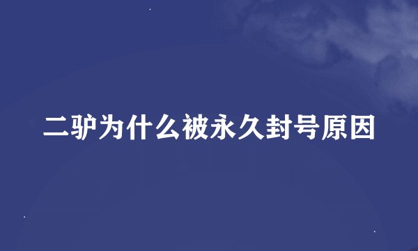 二驴为什么被永久封号原因