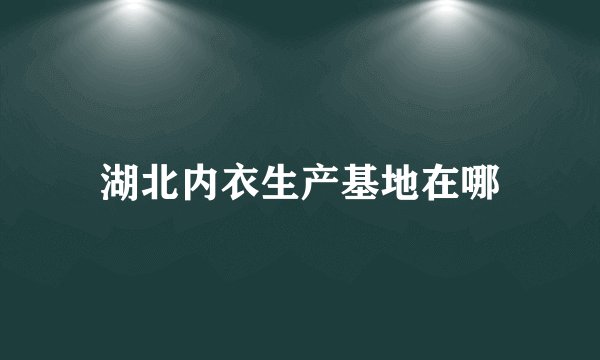 湖北内衣生产基地在哪