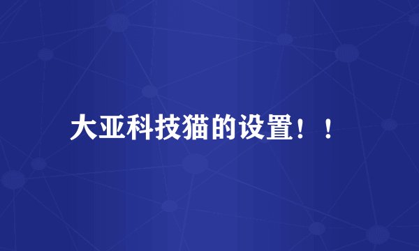 大亚科技猫的设置！！