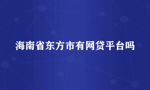 海南省东方市有网贷平台吗