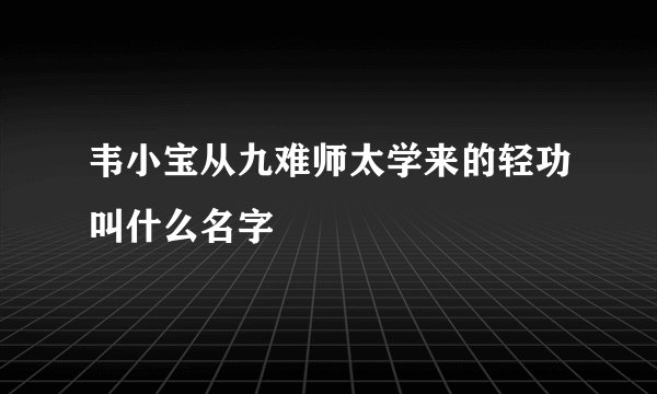 韦小宝从九难师太学来的轻功叫什么名字