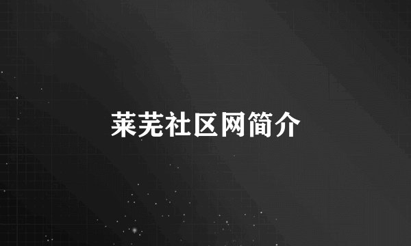 莱芜社区网简介