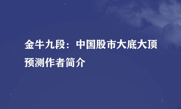 金牛九段：中国股市大底大顶预测作者简介