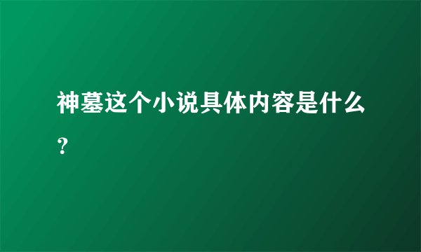 神墓这个小说具体内容是什么？