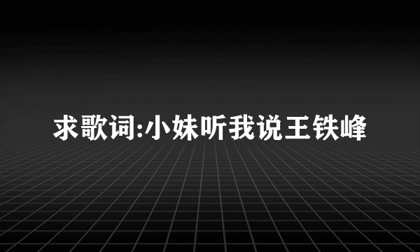 求歌词:小妹听我说王铁峰