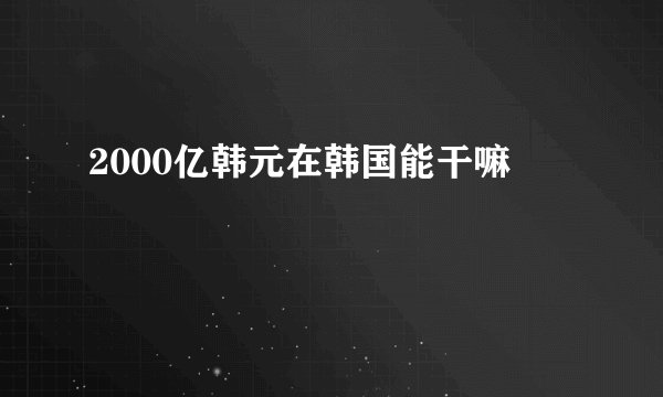 2000亿韩元在韩国能干嘛