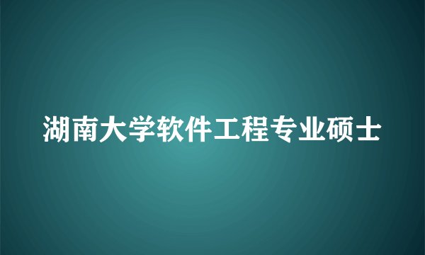 湖南大学软件工程专业硕士