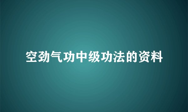 空劲气功中级功法的资料