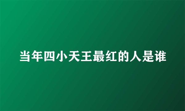 当年四小天王最红的人是谁