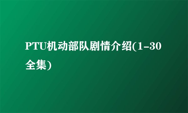 PTU机动部队剧情介绍(1-30全集)