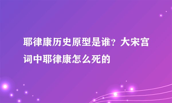 耶律康历史原型是谁？大宋宫词中耶律康怎么死的