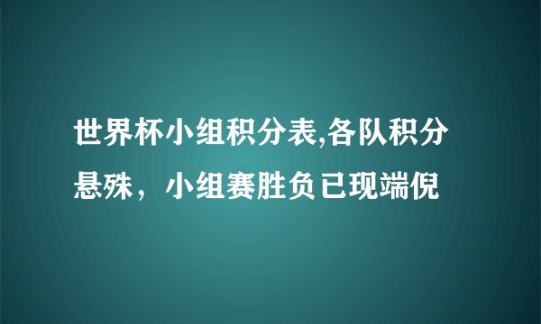 世界杯小组积分表,各队积分悬殊，小组赛胜负已现端倪