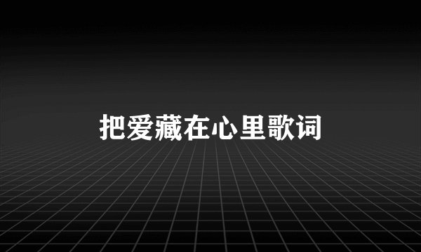 把爱藏在心里歌词