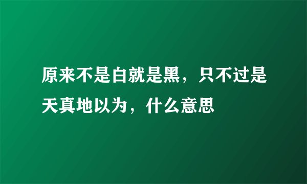原来不是白就是黑，只不过是天真地以为，什么意思
