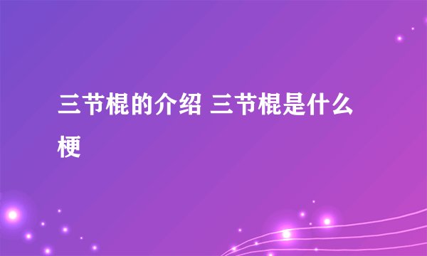 三节棍的介绍 三节棍是什么梗