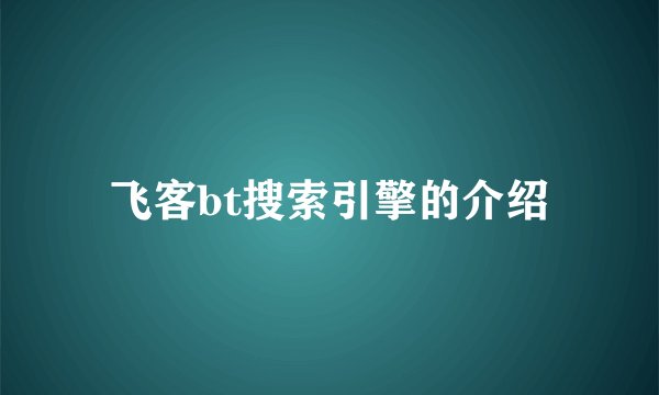 飞客bt搜索引擎的介绍