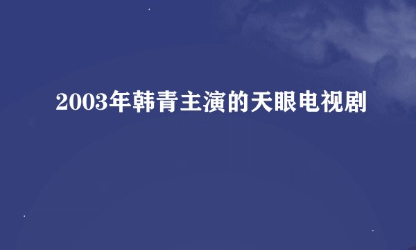 2003年韩青主演的天眼电视剧