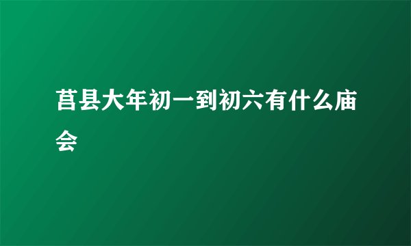 莒县大年初一到初六有什么庙会