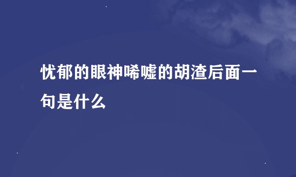 忧郁的眼神唏嘘的胡渣后面一句是什么