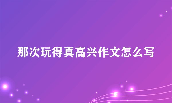 那次玩得真高兴作文怎么写