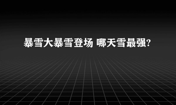 暴雪大暴雪登场 哪天雪最强?