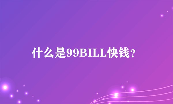 什么是99BILL快钱？