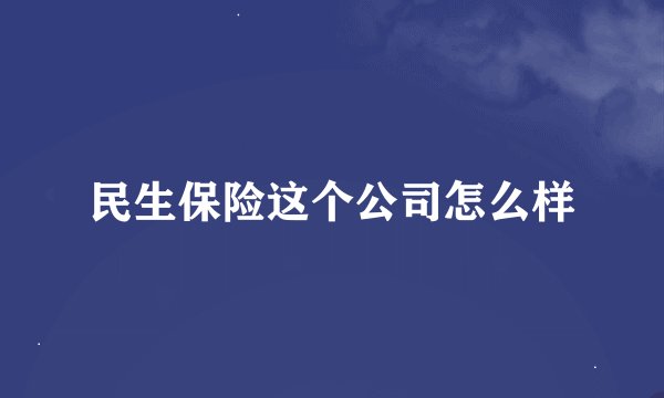 民生保险这个公司怎么样