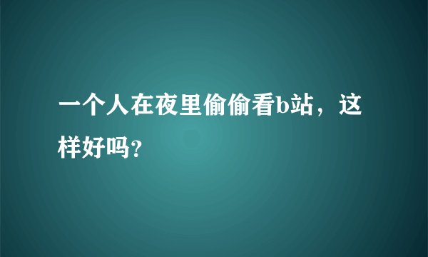 一个人在夜里偷偷看b站,这样好吗?