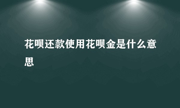 花呗还款使用花呗金是什么意思
