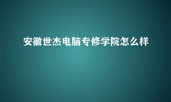 安徽世杰电脑专修学院怎么样