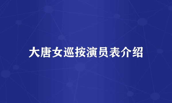 大唐女巡按演员表介绍