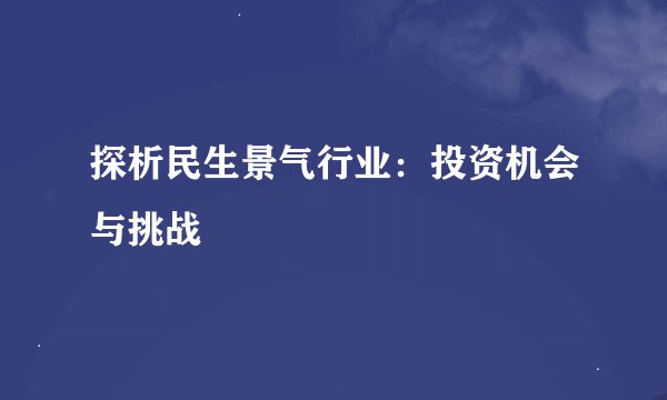 探析民生景气行业：投资机会与挑战