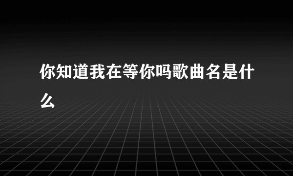 你知道我在等你吗歌曲名是什么