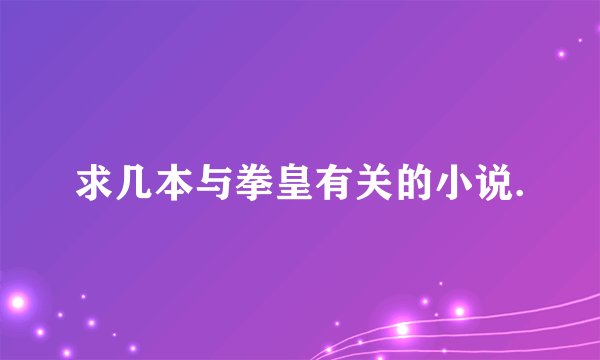 求几本与拳皇有关的小说.