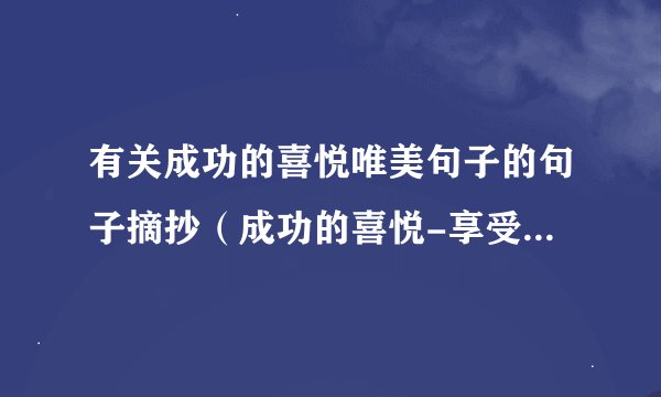 有关成功的喜悦唯美句子的句子摘抄（成功的喜悦-享受生命中最美好的时刻）