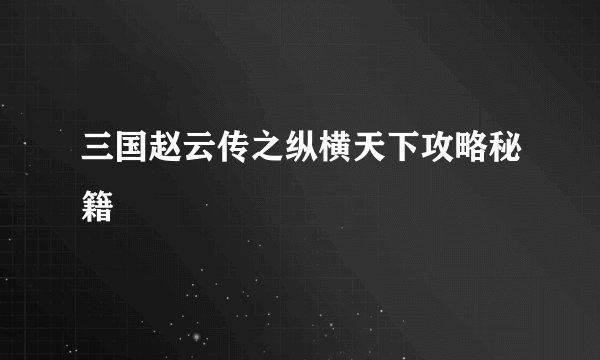 三国赵云传之纵横天下攻略秘籍