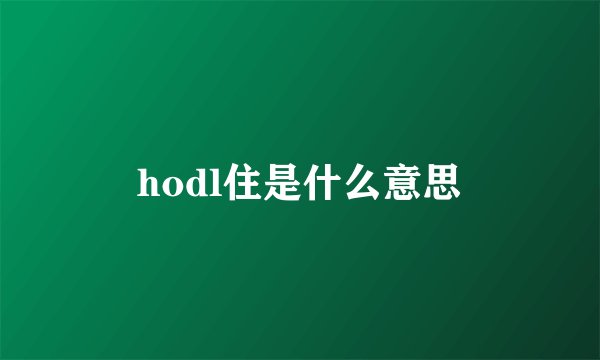 hodl住是什么意思