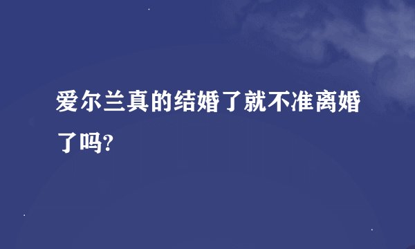 爱尔兰真的结婚了就不准离婚了吗?