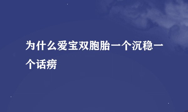 为什么爱宝双胞胎一个沉稳一个话痨