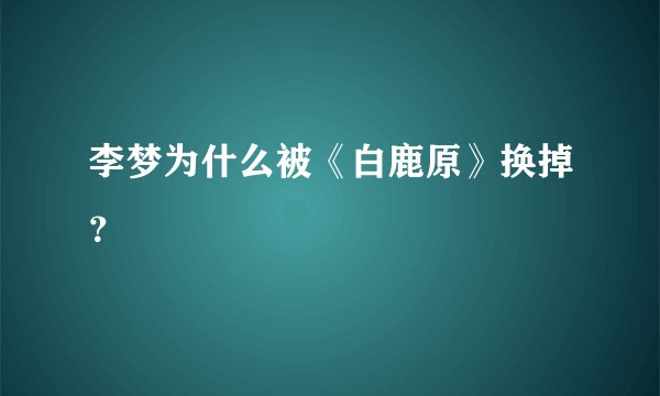 李梦为什么被《白鹿原》换掉？