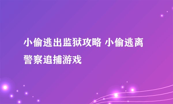 小偷逃出监狱攻略 小偷逃离警察追捕游戏
