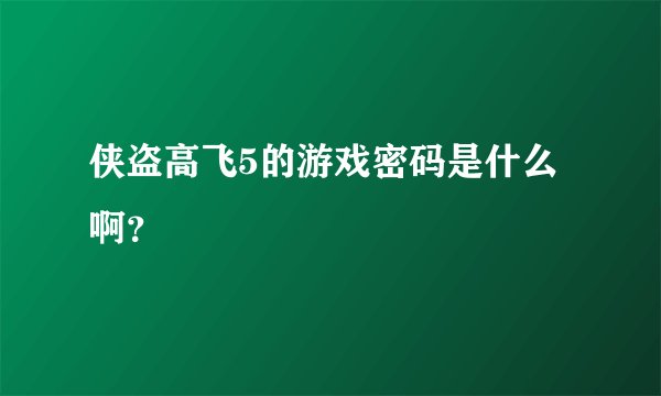 侠盗高飞5的游戏密码是什么啊？