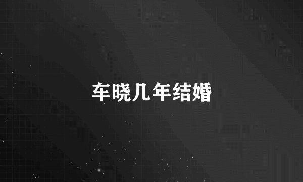 车晓几年结婚