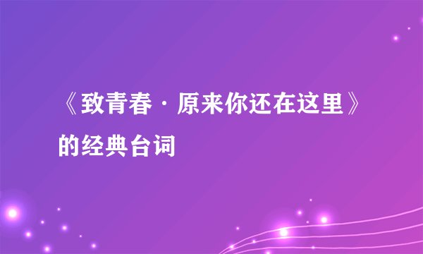 《致青春·原来你还在这里》的经典台词