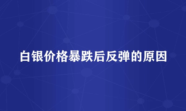 白银价格暴跌后反弹的原因