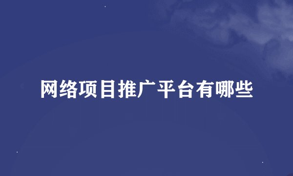 网络项目推广平台有哪些