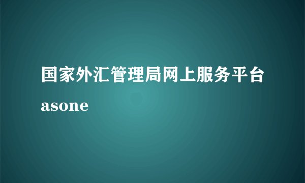 国家外汇管理局网上服务平台asone