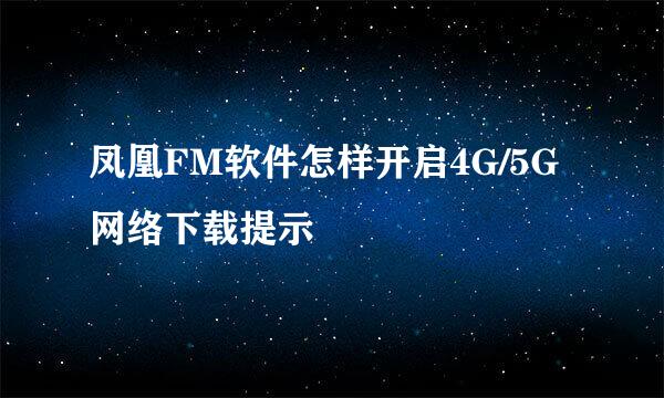 凤凰FM软件怎样开启4G/5G网络下载提示
